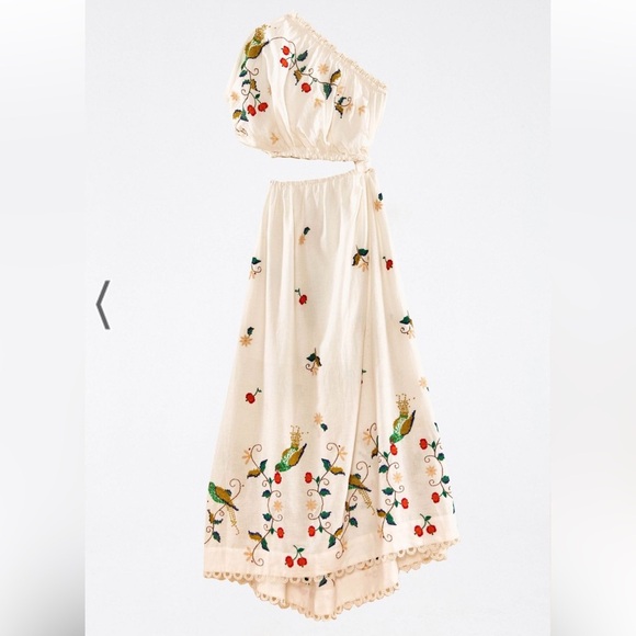 BNWT Stunning Farm Rio Pitanga Embroidered One-Shoulder Maxi Dress - Picture 6 of 7